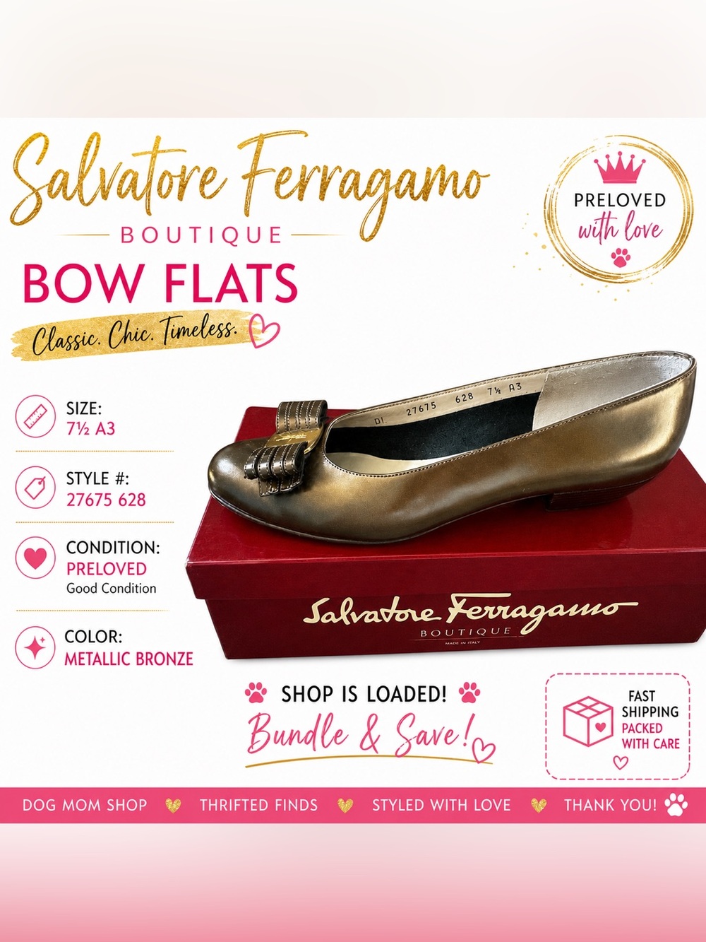 Salvatore Ferragamo Metallic Bronze Leather Loafers with Signature Bit
